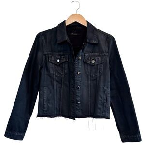 🌈 6/$60, J Brand, Black, Distressed, Wax Cotton, Denim, Jacket, Size Medium